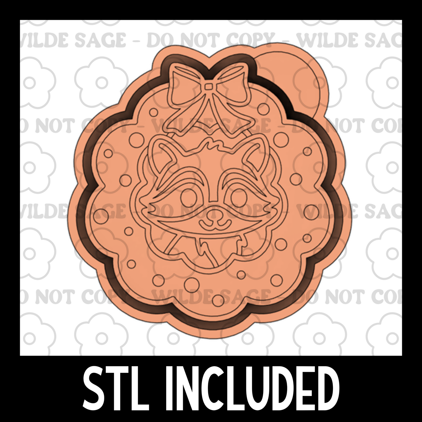 Raccoon Wreath Freshie PNG and STL