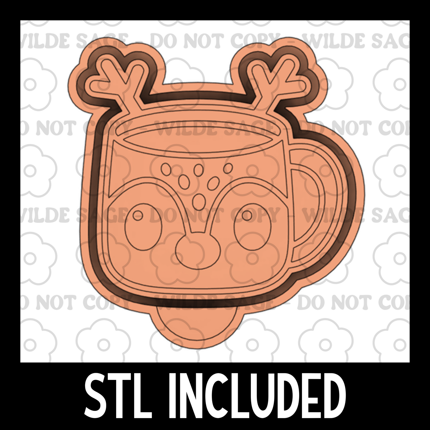 Reindeer Mug Freshie PNG and STL