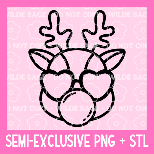Reindeer Bubble Freshie PNG and STL