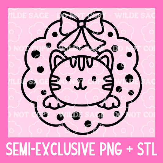 Cat Wreath Freshie PNG and STL