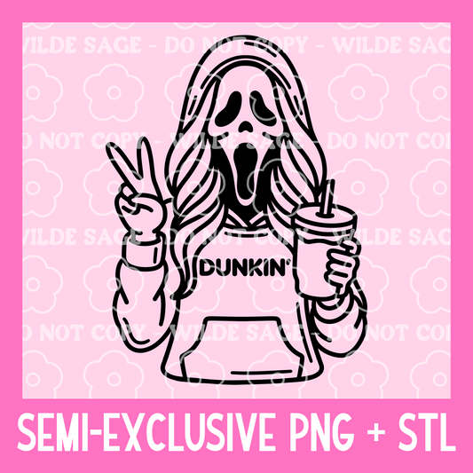 Dunkin Ghost Face Freshie PNG and STL