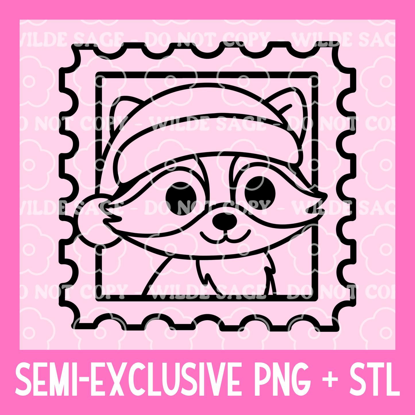 Raccoon Stamp Freshie PNG and STL