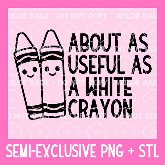 White Crayon Freshie PNG and STL