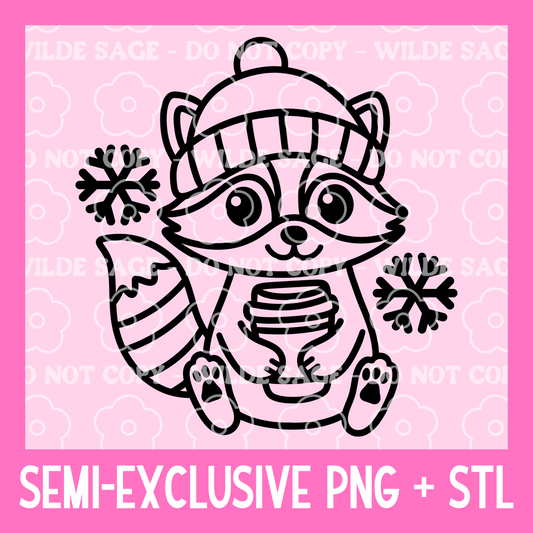 Winter Raccoon PNG and STL
