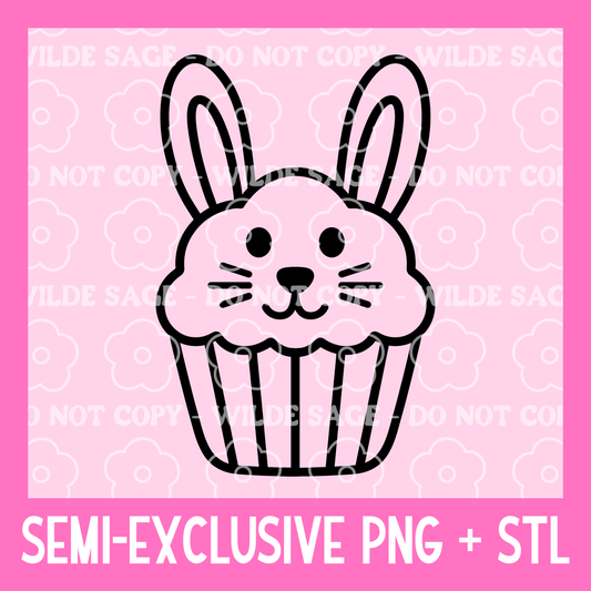 Bunny Cupcake PNG and STL