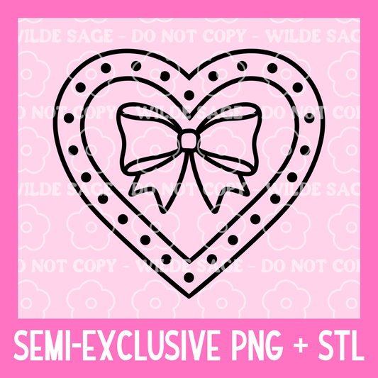 Heart Bow PNG and STL