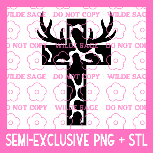Deer Cross PNG and STL