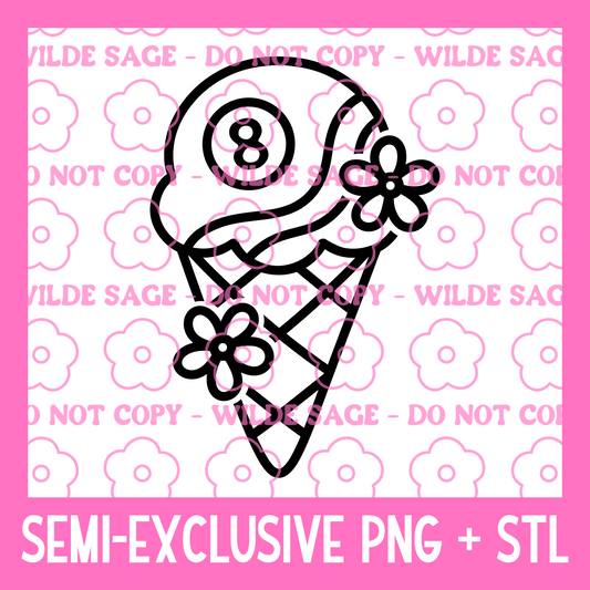 8 Ball Ice Cream PNG and STL