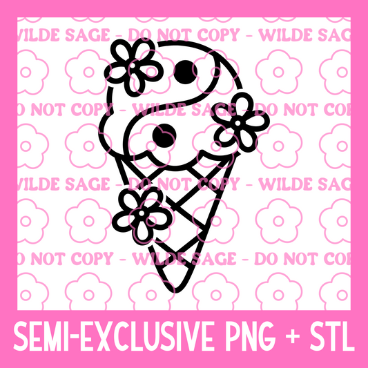 Yin Yang Ice Cream PNG and STL
