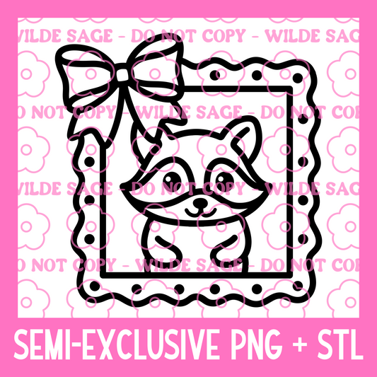 Raccoon Frame PNG and STL