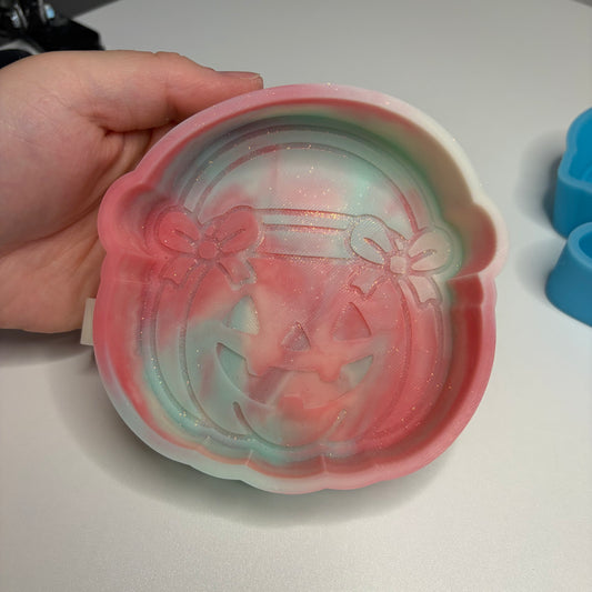 pumpkin candy bucket with bows - please read description