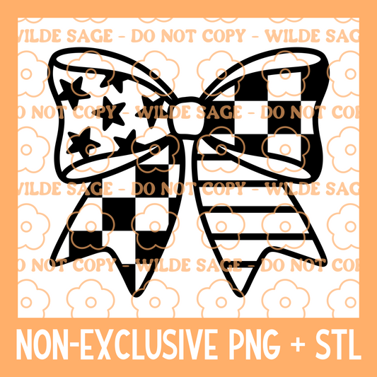 Stars & Stripes Bow PNG & STL