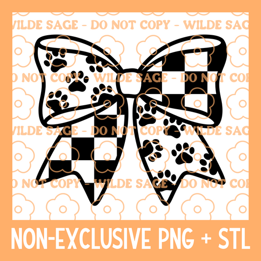 Paw Print Bow PNG & STL