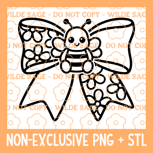 Bumble Bee Bow PNG & STL