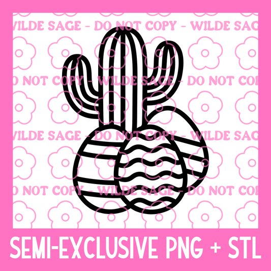 Easter Cactus PNG and STL