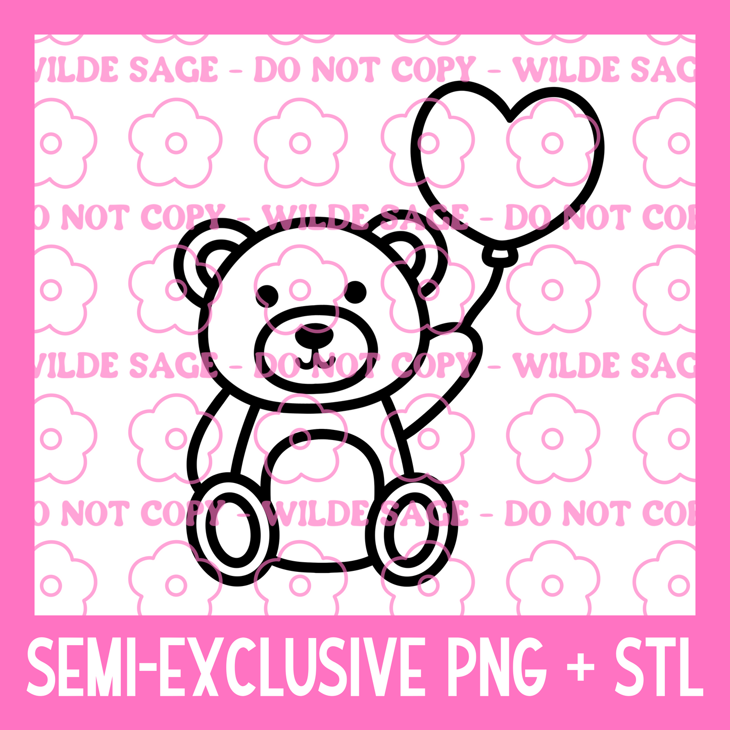 Bear Balloon PNG and STL