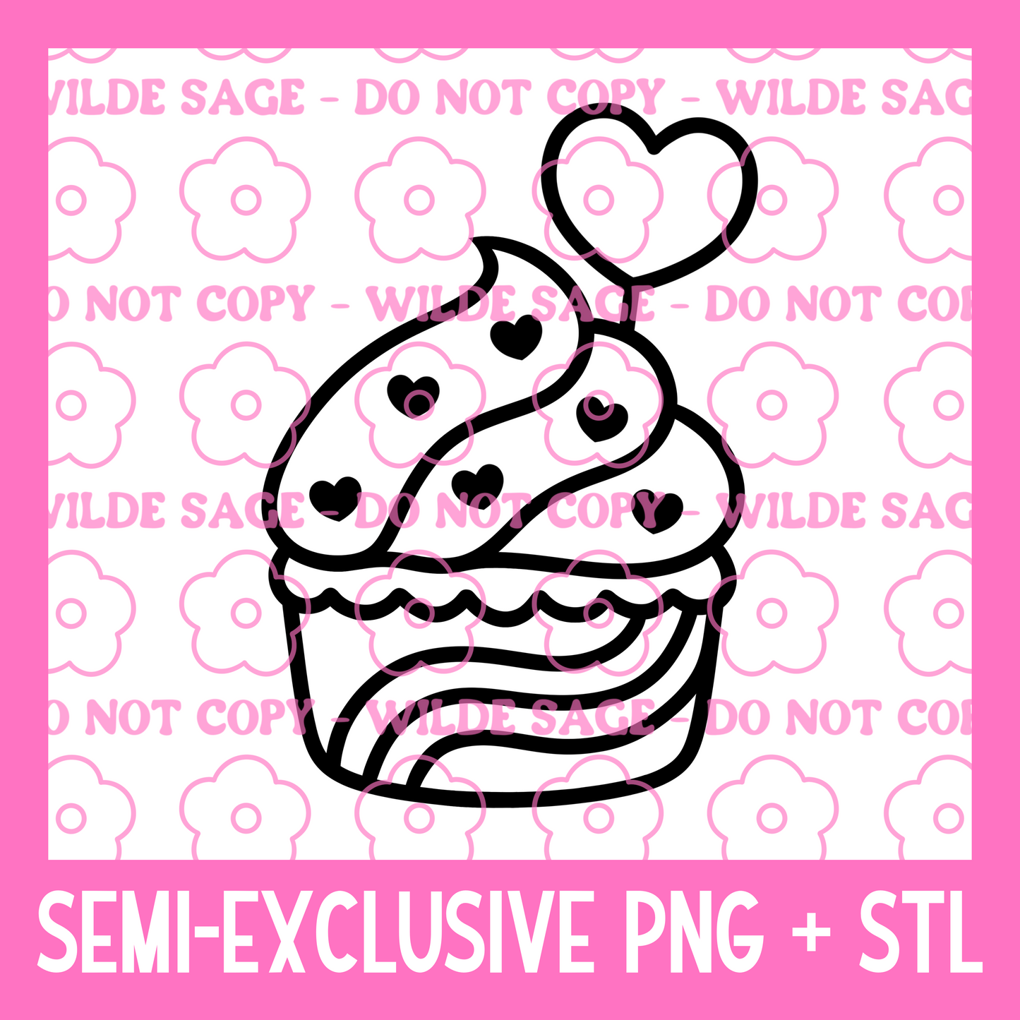 Valentines Cupcake PNG and STL