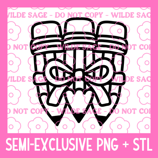 Pencil Bow PNG and STL