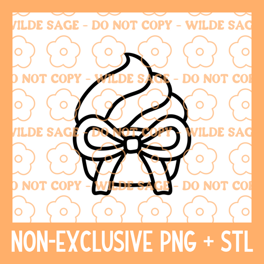 Bow Birthday Cupcake PNG & STL