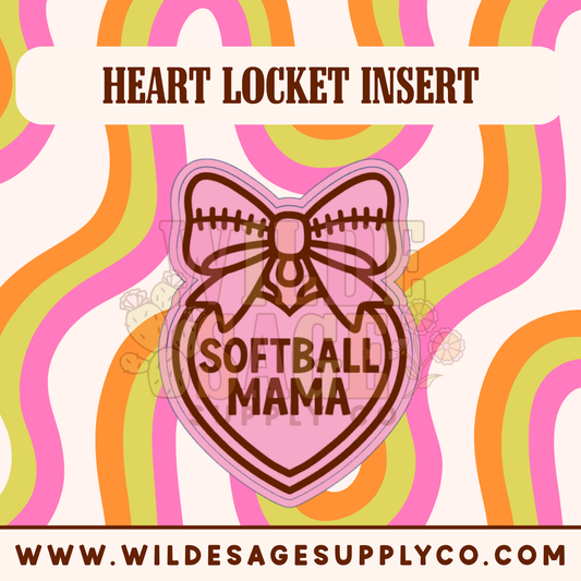 Softball Mama Insert - Heart Locket