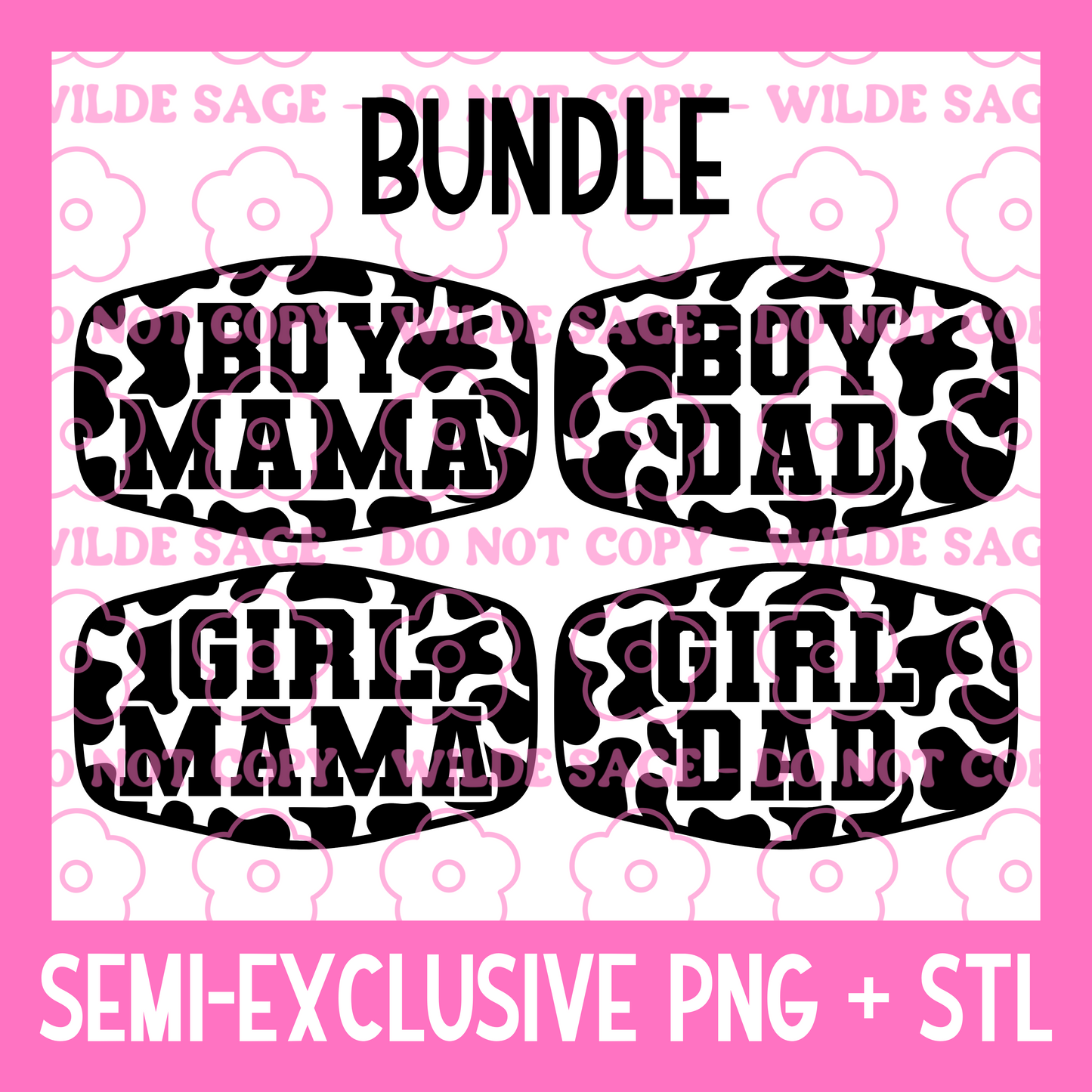 Mama & Dad Patch BUNDLE PNG and STL
