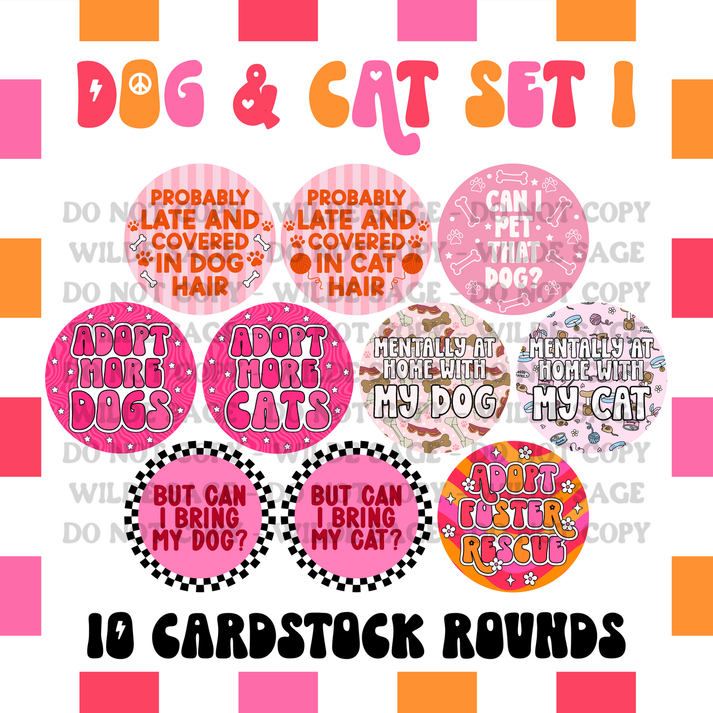 Dog & Cat Cardstock Rounds (3 INCH) - Set of 10