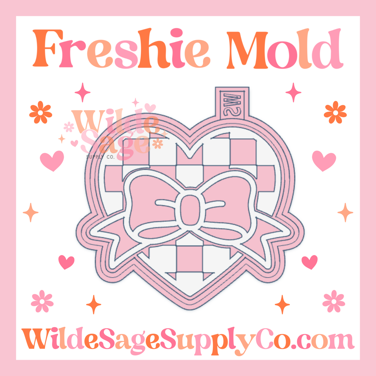 Checker Heart with Bow Mold