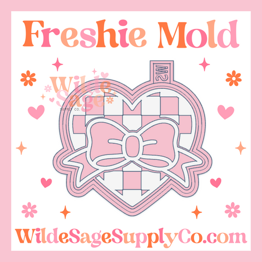 Checker Heart with Bow Mold