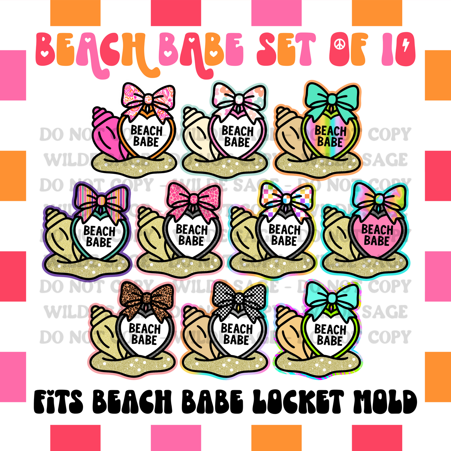 Beach Babe Locket Cardstock - Set of 10