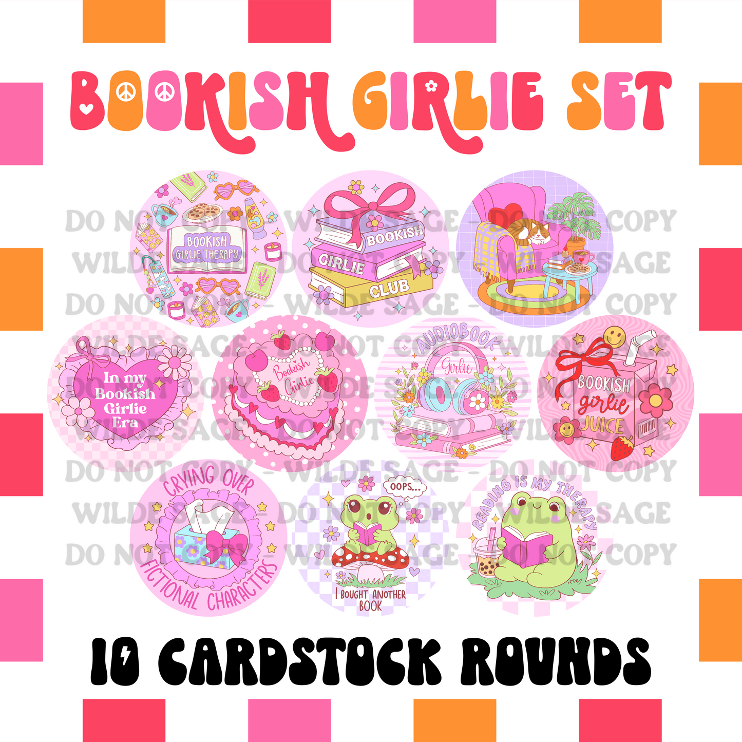 Bookish Girlie Cardstock Rounds (3 INCH) - Set of 10