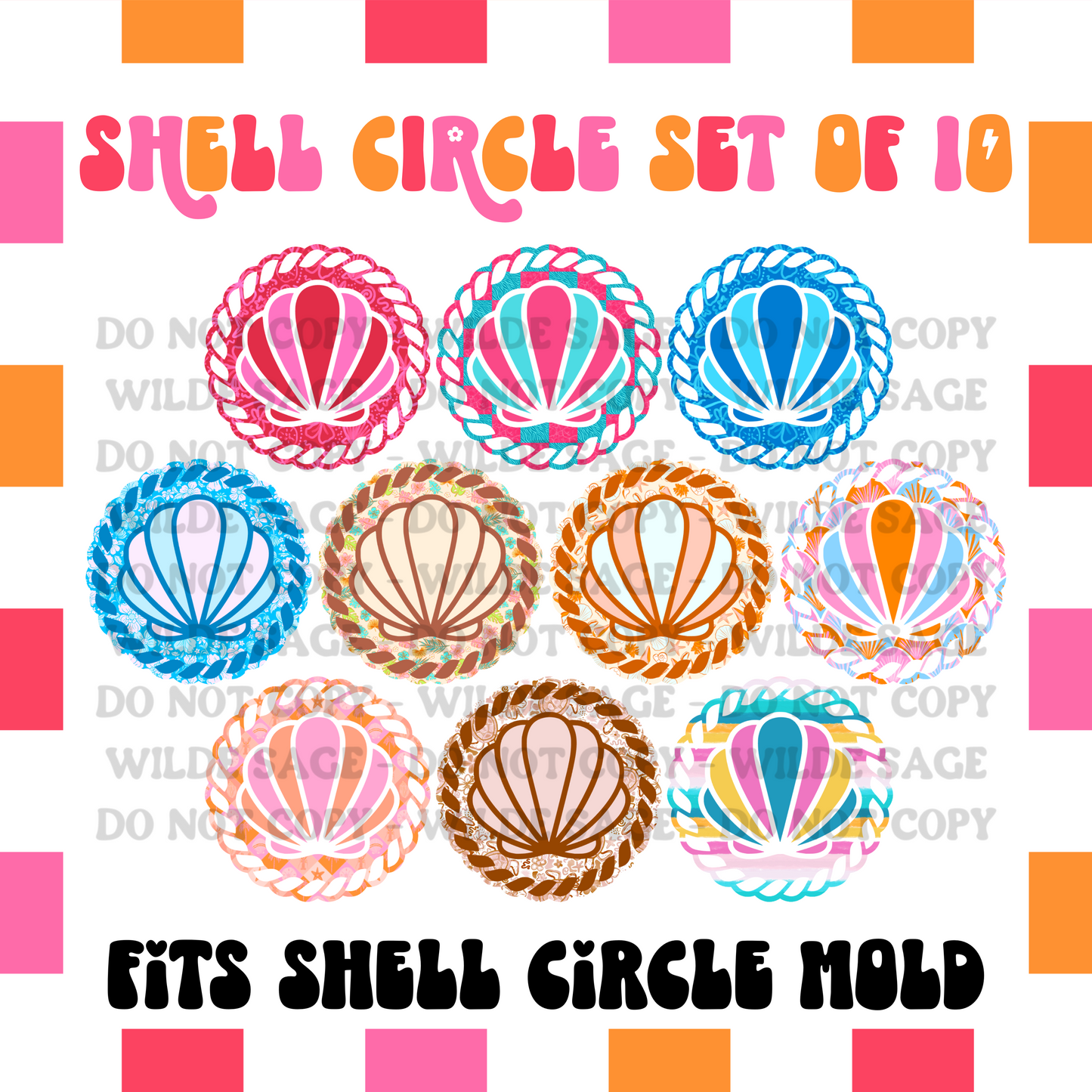 Shell Circle Mold Cardstock - Set of 10