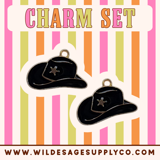 Black Cowboy Hat - Charm Set