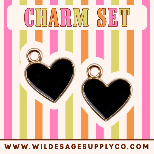 Basic Black Heart - Gold Charm Set