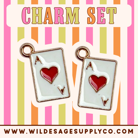 Ace Playing Card - Gold Charm Set