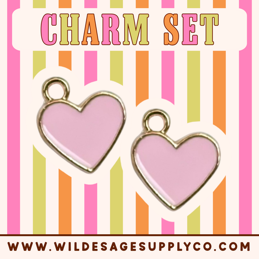 Basic Pink Heart - Gold Charm Set