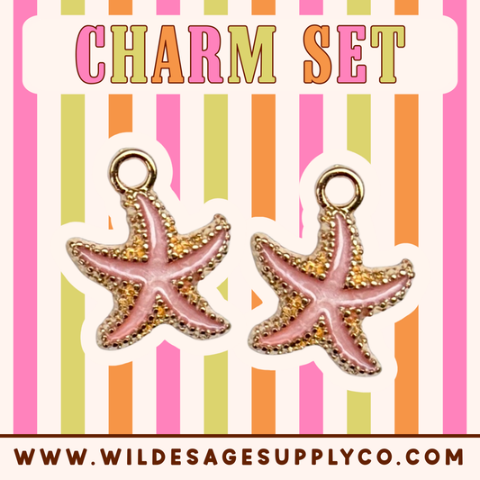 Pink Starfish - Gold Charm Set