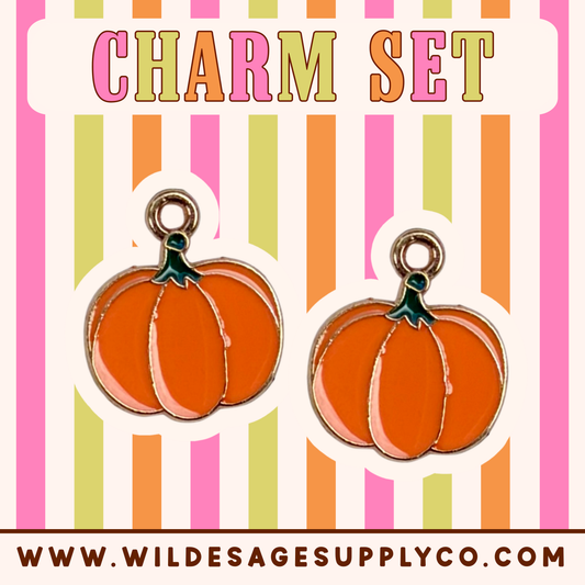 Orange Pumpkin - Gold Charm Set
