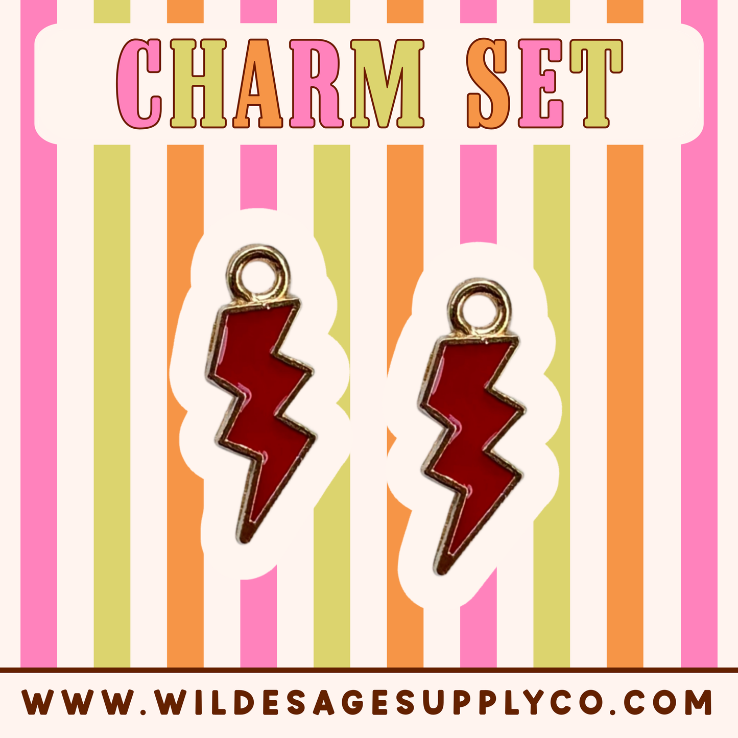 Red Lightning Bolt - Charm Set