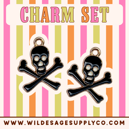 Black Skull - Gold Charm Set