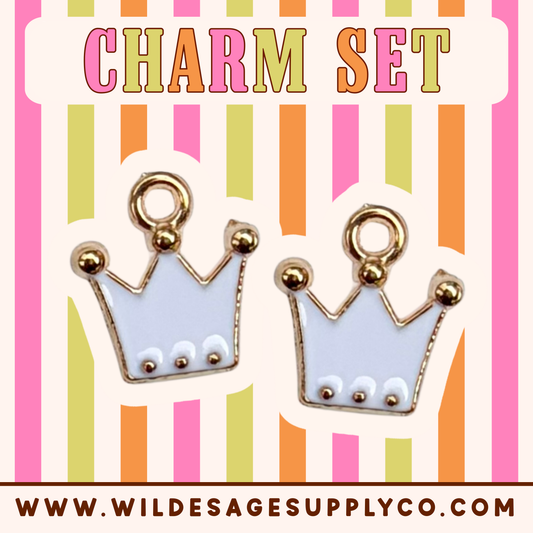White Crown - Gold Charm Set