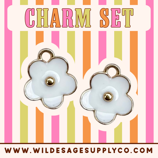 Basic White Flower - Gold Charm Set
