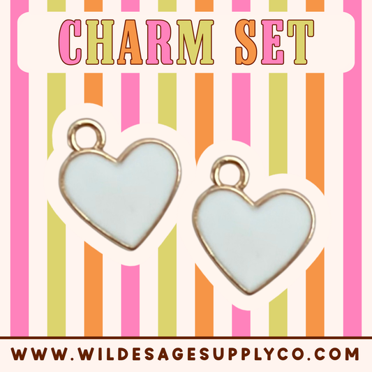 Basic White Heart - Gold Charm Set