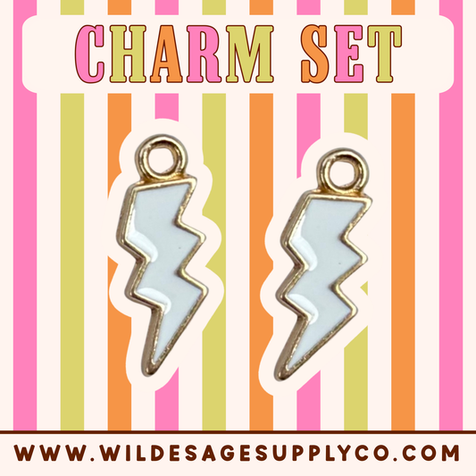 White Lightning Bolt - Gold Charm Set